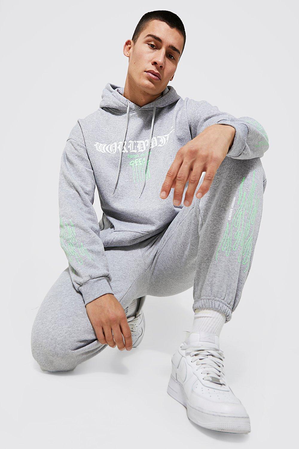 Boohooman grey hot sale tracksuit